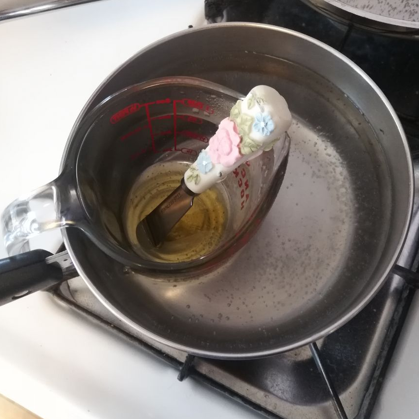 everything mixed together in super easy diy lip balm recipe
